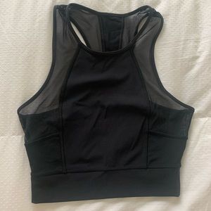 Lululemon black crop tank with sheer panels